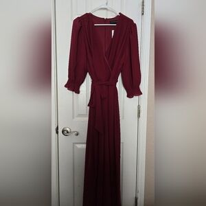 Burgundy Wide Leg Jumpsuit